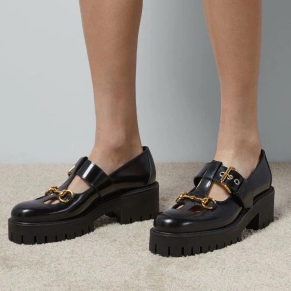 GUCCI HORSEBIT BLACK LEATHER LOAFERS WITH GOLD-TONE HARDWARE SIZE EU 39